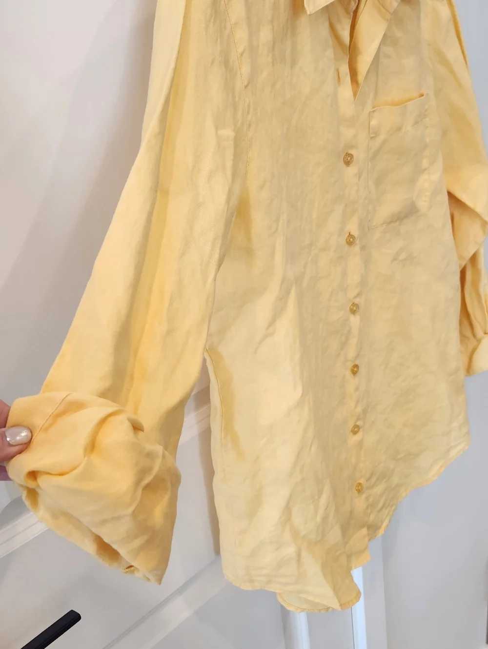 Liz Claiborne Yellow Linen Button-Up Shirt - Picture 4 of 5